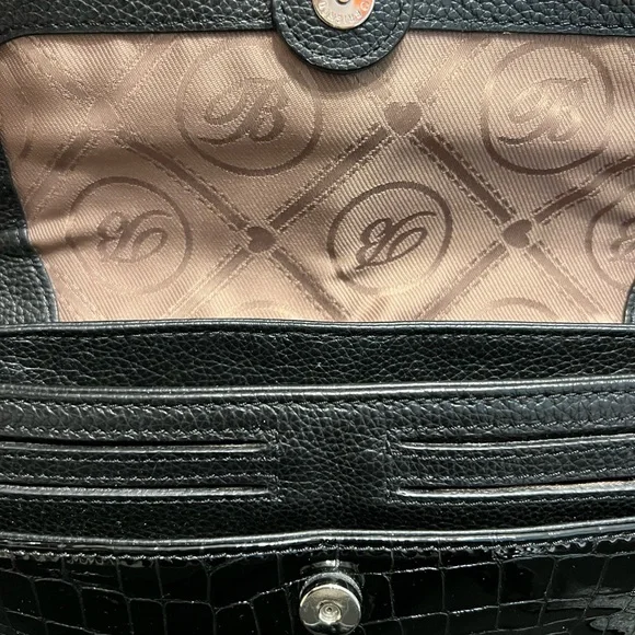 ⭐️SOLD⭐️ Black 🖤 Brighton Leather & Croc 🐊 print shoulder bag 💖 - Picture 7 of 14